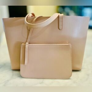 MANSUR GAVRIEL Vachetta Leather Tote Blush Pink With Matching Zip Pouch